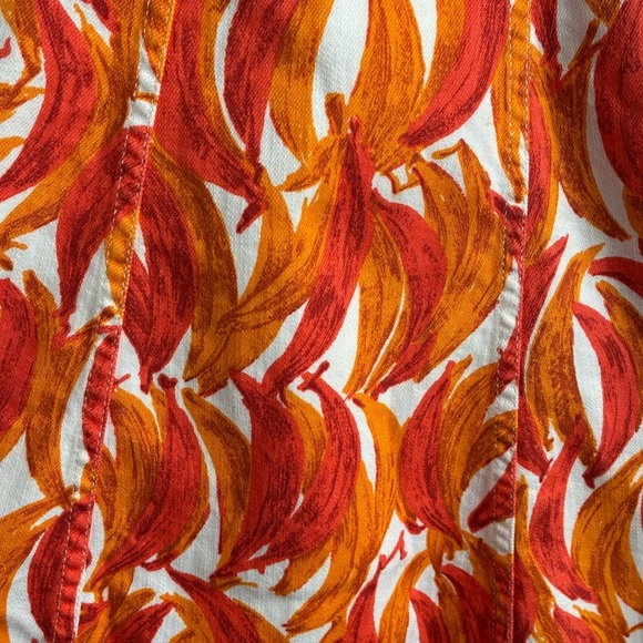 Maeve by Anthropologie Button up Banana Grove Denim Midi A-Line Skirt Orange 4 - Picture 7 of 13